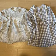 セラフ　ワンピース　100 チェック　レース　ボーダー　リボン