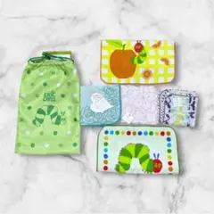 【未使用品】タオルハンカチ 5枚+巾着 はらぺこあおむし 竹タオル おまとめ
