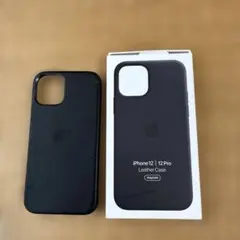 iPhone 12/12 Pro用レザーケース ブラック アップル純正
