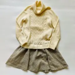 ブルーレーベル クレストブリッジ ドッキングワンピース ケーブル柄 Mアイボリー