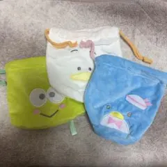 はぴだんぶい ふわふわフェイス巾着 けろけろ ペックル タキシード