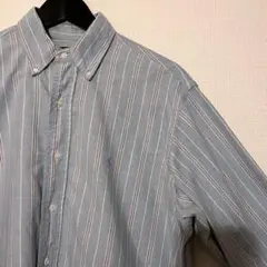 ラルフローレン ストライプBDシャツ グレー L コットン