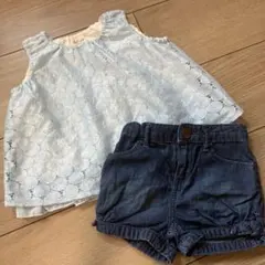babygapデニムショートパンツ　ブラウス　セット　女の子　80