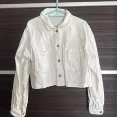 レディース ホワイトデニム ショート丈ジャケット F