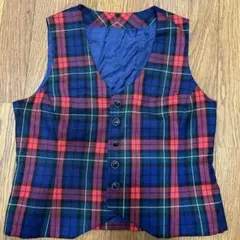 チェック柄ノースリーブベストとスカートのセット