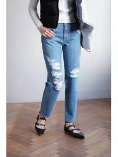 AZUL by moussy クラッシュボーイフィットデニムパンツ