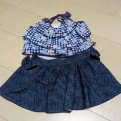花柄チェックセパレート水着 120cm