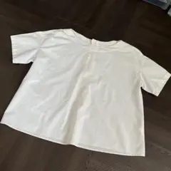 ヒューマンウーマン ブラウス　ホワイト 半袖シャツ M コットン100%