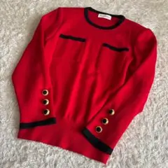 Yves Saint Laurent イヴサンローラン ニット 金ボタン M 赤のサムネイル