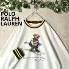 【美品 】ポロラルフローレン スウェット ポロベア リンガーネック 白 Mのサムネイル