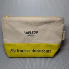 WELEDA ポーチ キャンバス地 イエロー 横1７センチ縦12センチマチ５、5のサムネイル