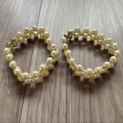 パールビーズ ブレスレット ハワイアン フラアクセサリー 2点セット