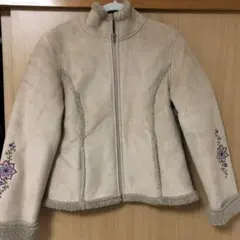 希少デザイン　エルエルビーン　ムートン　ジャケット　コート　刺繍　ボア　チャック