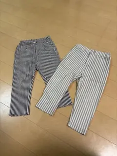ストライプ柄キッズパンツ（ネイビー・ホワイト）２枚組