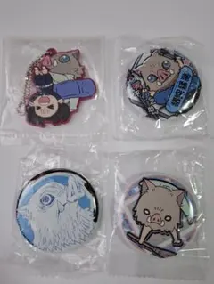 鬼滅の刃 ラバーマスコット 缶バッジ 嘴平伊之助