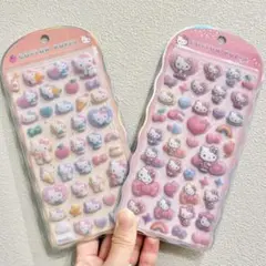 コットンパフィーシール　サンリオ　ハローキティ　キティ　ヒョウ柄　ギャル　２枚