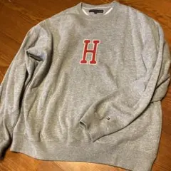 TOMMY HILFIGER グレー Hロゴ、トレーナー M
