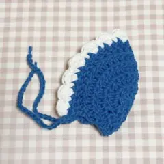 ぬい服 10cm にじぱぺ ボンネット 帽子 青 ブルー