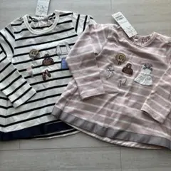 【新品タグ付き】Petit main/モチーフ長袖Tシャツ/2枚セット/90cm