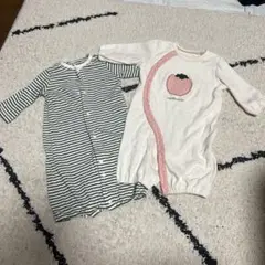 ストライプ柄とフルーツロンパース2点セット
