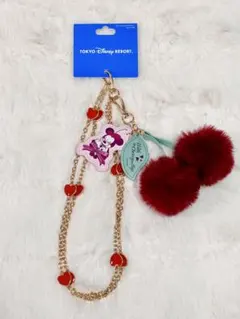 ディズニーランド　ミニー　スマホアクセサリーストラップ　さくらんぼ　チェリー