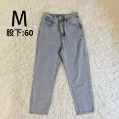 ライトブルー デニムパンツ ダブルボタン バックゴム M