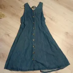 デニムノースリーブAラインワンピース