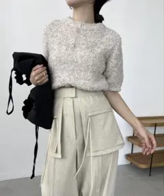 カプレシュレマージュ　リボンヤーンハーフスリーブプルオーバーのサムネイル