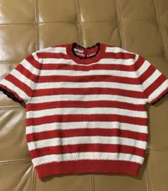 ［美品］miu miu ストライプ 半袖ニット