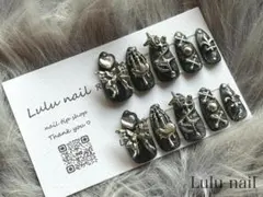 ◼️NO.2695　ネイルチップ　量産型　地雷系　y2k　黒　冬　成人式