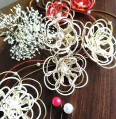 髪飾り成人式✿アイボリーホワイト☆赤　12点　前撮り　水引　振袖　卒業式　袴