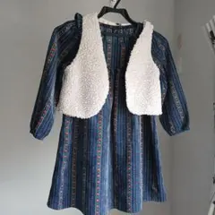 130サイズ ワンピース ネイビー