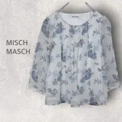 【ミッシュマッシュ】シフォンブラウス 花柄シャツ M パール フェミニン シアーのサムネイル