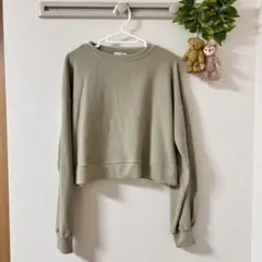 earth トップス　カーキ　タオル地　長袖