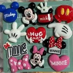 【再入荷】ミッキー&ミニーデコパーツ12個セット