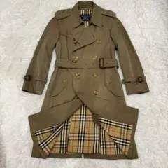 バーバリーBURBERRYロングトレンチコート玉虫色 ベージュカーキ