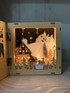 木製クリスマスインテリア　LEDライト付き