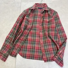 ラルフローレン シャツ チェック コットン100 レディースM相当 赤のサムネイル