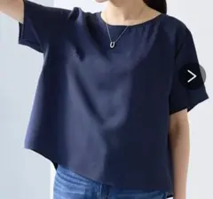 シンプルTシャツ型ブラウス　ネイビーのサムネイル