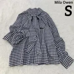 ミラオーウェン 2WAY ギンガムチェック ボウタイ ブラウスリボンブラック