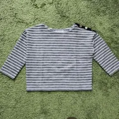 【美品！】ロペピクニック カットソー 七分袖 グレーボーダー Mサイズ 肩ボタン