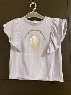 美品　ALGY 薄紫色 フリル袖 Tシャツ　アイスクリーム柄　160センチ