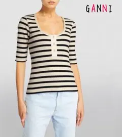 ganni ガニー トップス ニット ボーダー柄のサムネイル