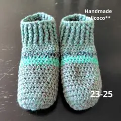ショート丈タイプ.ハンドメイド.手編み靴下.手編み靴下カバー.ルームシューズ