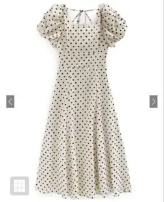 【新品タグ付】GRL ドット柄バルーンスリーブフレアワンピース[ru1163]