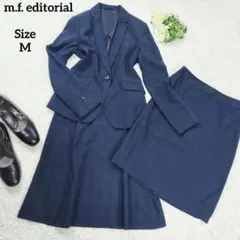 タカキュー　就活　リクルート　スカートスーツ　ネイビー　シャドーチェック　紺　M