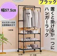 블랙 더블 행거 랙 파이프 캐스터가 달린 슬림하고 세련된 보관함, 화이트