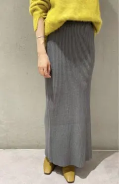 【新品】SHENERY シーナリー リブニットロングスカート グレー