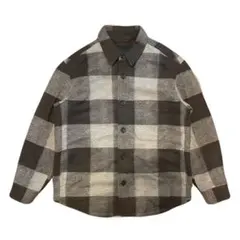 UNIQLO ユニクロ　オーバーシャツジャケット　ブロックチェック　グレー　M