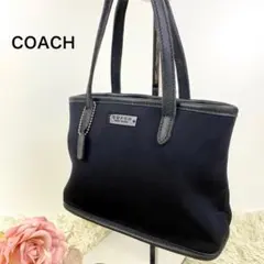 【美品】コーチ ミニハンドバッグ ナイロン レザー トートバッグ 6237 黒